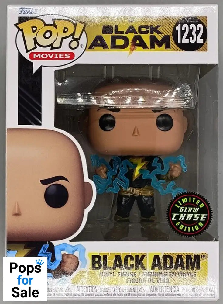 #1232 Black Adam (w/ Lightning) Glow Chase - Black Adam - Brand New Funko POP in Protector - PopsforSale.co.uk