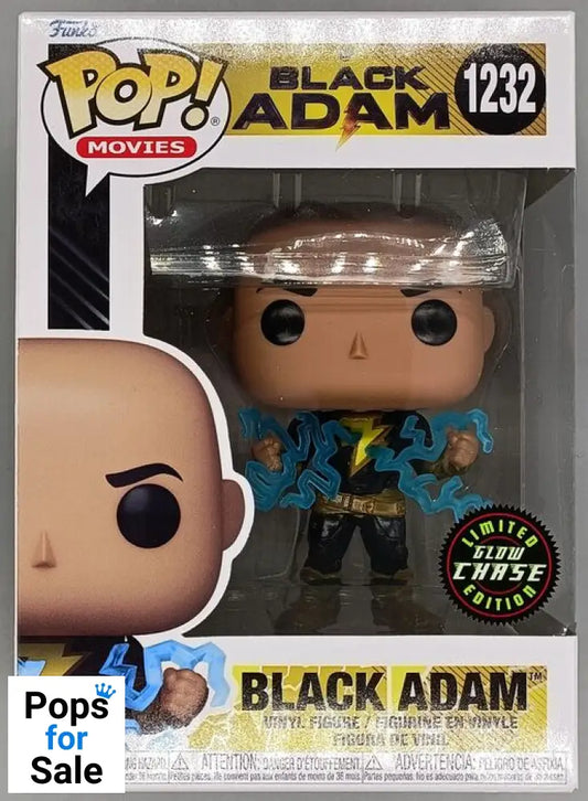 #1232 Black Adam (w/ Lightning) Glow Chase - Black Adam - Brand New Funko POP in Protector