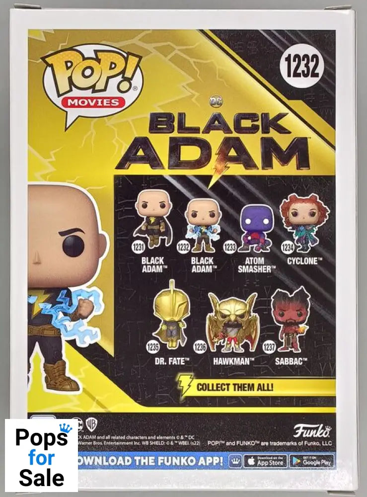 #1232 Black Adam (w/ Lightning) Glow Chase - Black Adam - Brand New Funko POP in Protector