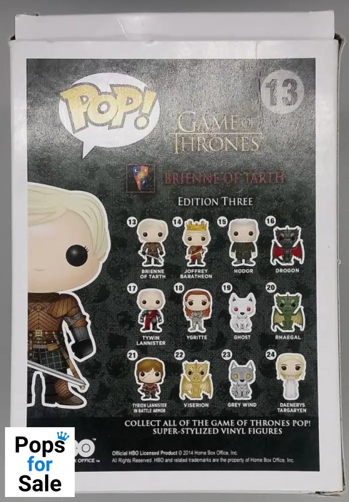 #13 Brienne of Tarth - Game of Thrones - Box Damaged Funko POP - PopsforSale.co.uk