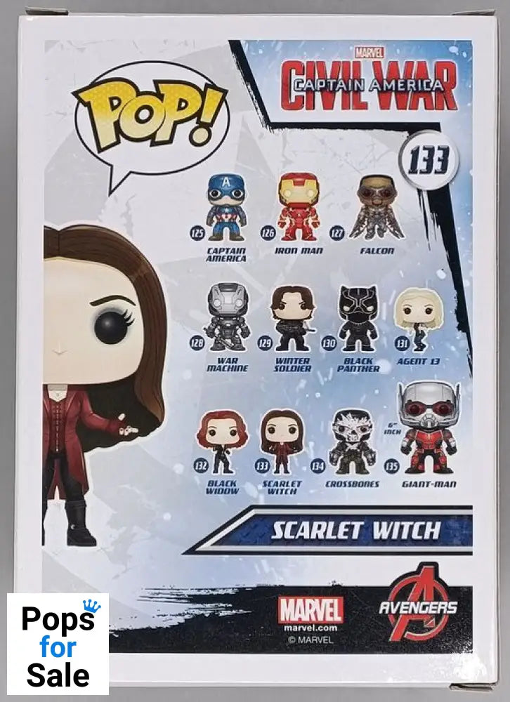 #133 Scarlet Witch - Marvel Captain America Ci - Box Damaged Funko POP - PopsforSale.co.uk