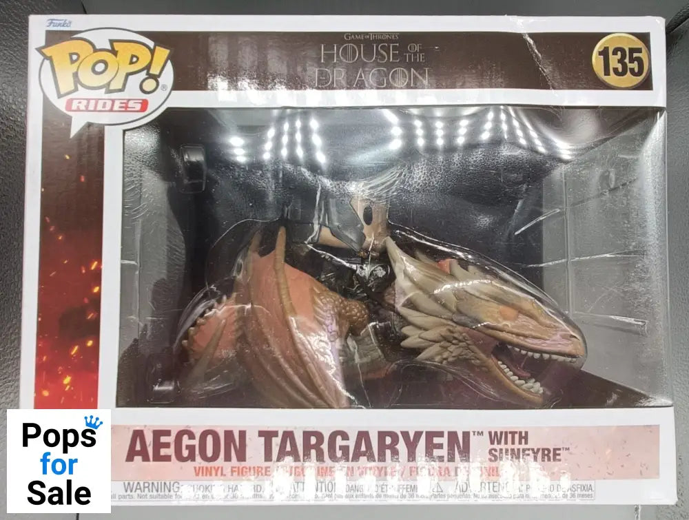 135 Aegon Targaryen w/ Sunfyre - Rides House of the Dragon - Funko POP - Box Damaged