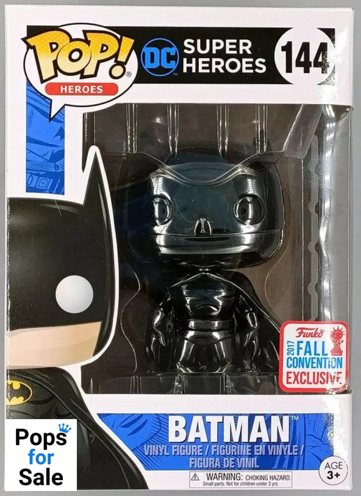 #144 Batman (Black) Chrome - DC - 2017 Con Exc Funko POP - PopsforSale.co.uk