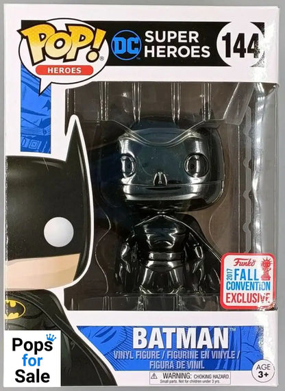 #144 Batman (Black) Chrome - DC - 2017 Con Exc Funko POP - PopsforSale.co.uk