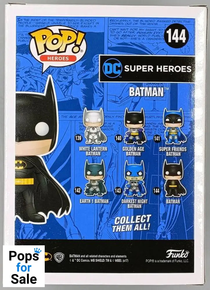 #144 Batman (Black) Chrome - DC - 2017 Con Exc Funko POP