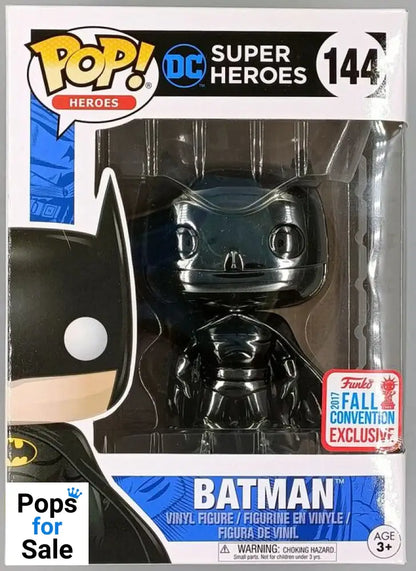 #144 Batman (Black) Chrome - DC - 2017 Con Exc Funko POP