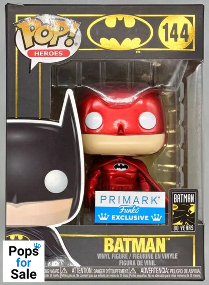 #144 Batman (Red) - Metallic - 80 Years - Exclusive Box Damaged Funko POP - PopsforSale.co.uk