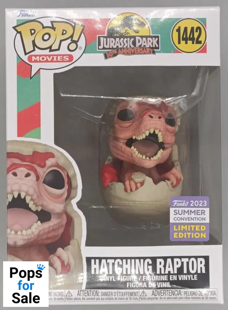 #1442 Hatching Raptor - Jurassic Park - 2023 Con Box Damaged Funko POP - PopsforSale.co.uk