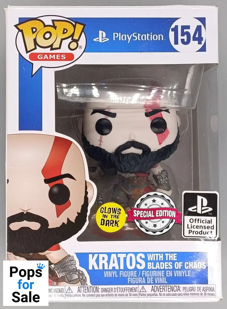 154 Kratos (with the Blades of Chaos) Glow - God of War - Box Damaged Funko POP