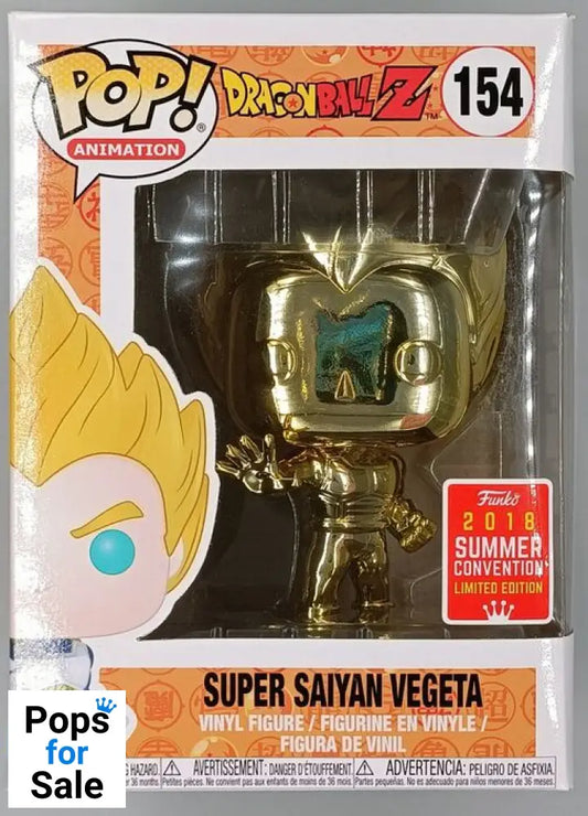 #154 Super Saiyan Vegeta (Gold) Chrome Dragon Ball Z - 2018 Con Funko POP - PopsforSale.co.uk