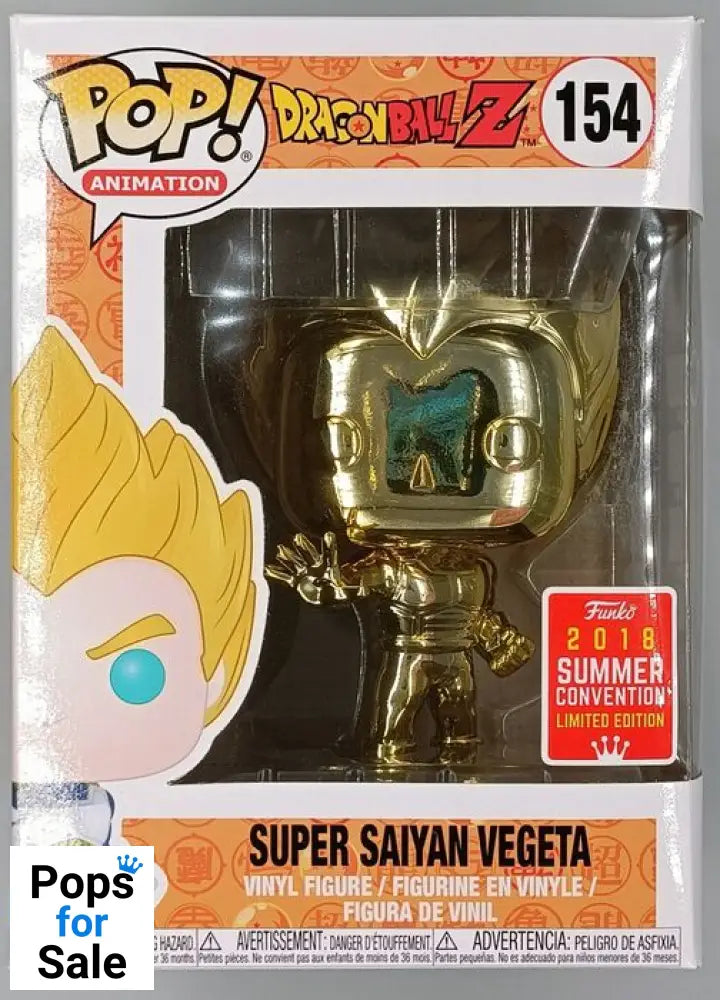 #154 Super Saiyan Vegeta (Gold) Chrome Dragon Ball Z - 2018 Con Funko POP