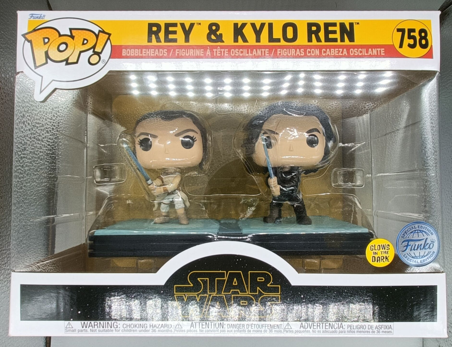 758 Rey & Kylo Ren (GITD) - Star Wars Funko POP - Brand New
