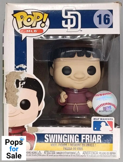 #16 Swinging Friar (Bat on Shoulder) MLB Baseball (Ma Box Damaged Funko POP - PopsforSale.co.uk