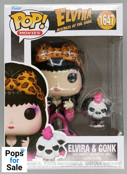 1647 Elvira & Gonk - Elvira Mistress of the Dark - Horror Funko POP - Brand New