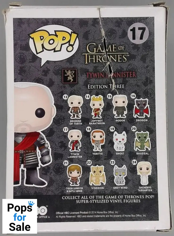 #17 Tywin Lannister (Gold Armor) Game of Thrones Box Damaged Funko POP