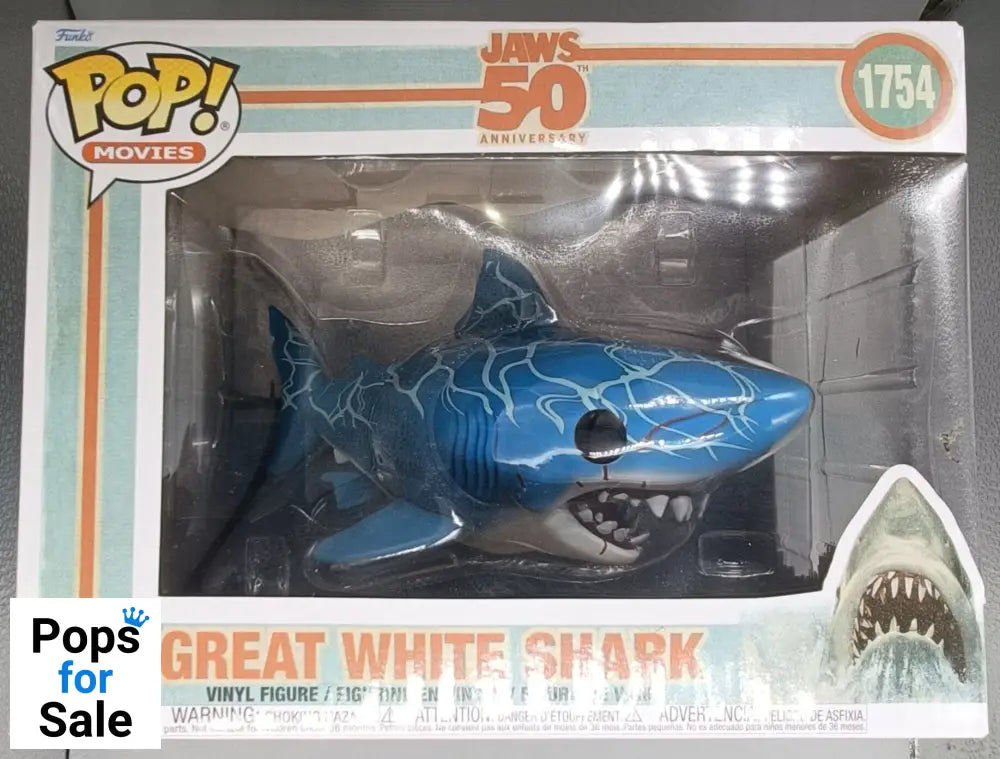 1754 Great White Shark (Retro) 6 Inch Jaws 50th Anniversary Funko POP - Brand New