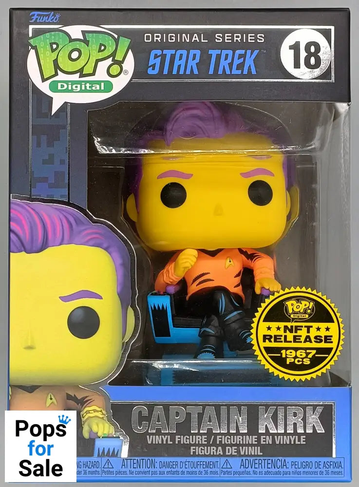 #18 Captain Kirk Blacklight Star Trek - Digital 1967p Box Damaged Funko POP