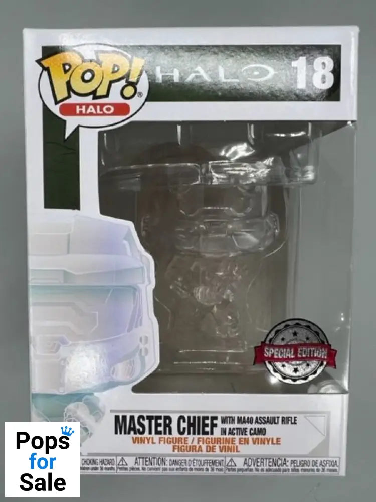 #18 Master Chief (with MA40 Assault Rifle in Active Camo) Ha Funko POP - PopsforSale.co.uk