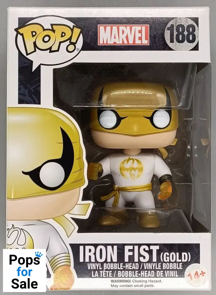 188 Iron Fist (White & Gold) Marvel - Box Damaged Funko POP