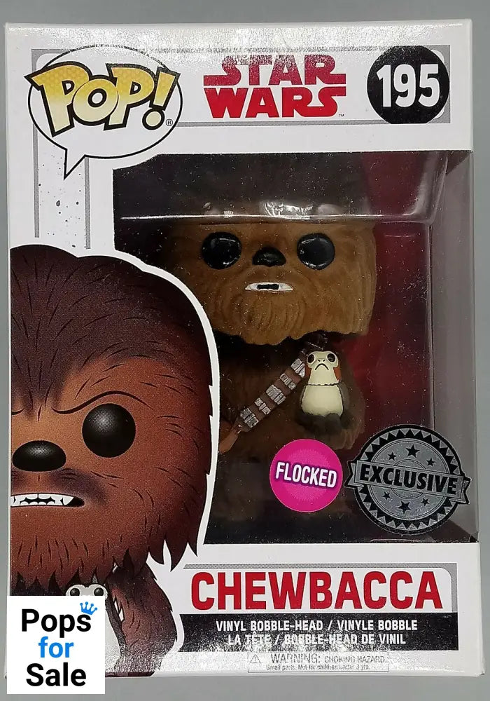 #195 Chewbacca (w/ Porg) - Flocked - Star Wars Funko POP - PopsforSale.co.uk