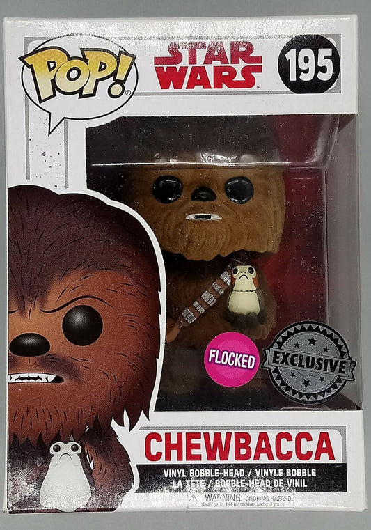 #195 Chewbacca (w/ Porg) - Flocked - Star Wars Funko POP - PopsforSale.co.uk