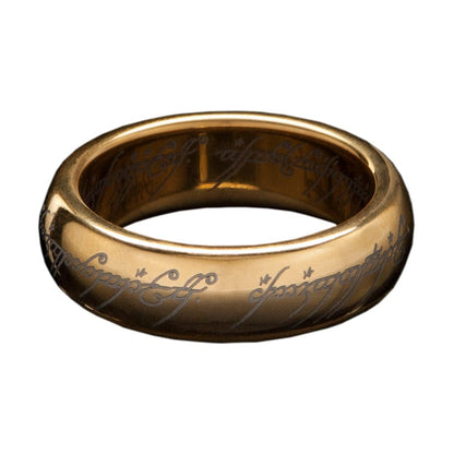 Lord of the Rings The One Ring with Runes (Tungsten Ring - Gold Plated) Size 10