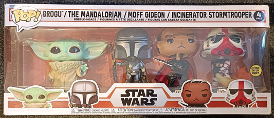 [4 Pack] Grogu- Mandalorian-Moff Gideon Glow Star Wars Box Damaged Funko POP