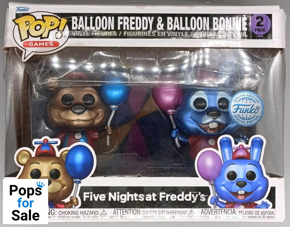 [2 Pack] Balloon Freddy & Balloon Bonnie Metallic - Five Nights at Freddy’s - FNAF - Funko POP - Box Damaged