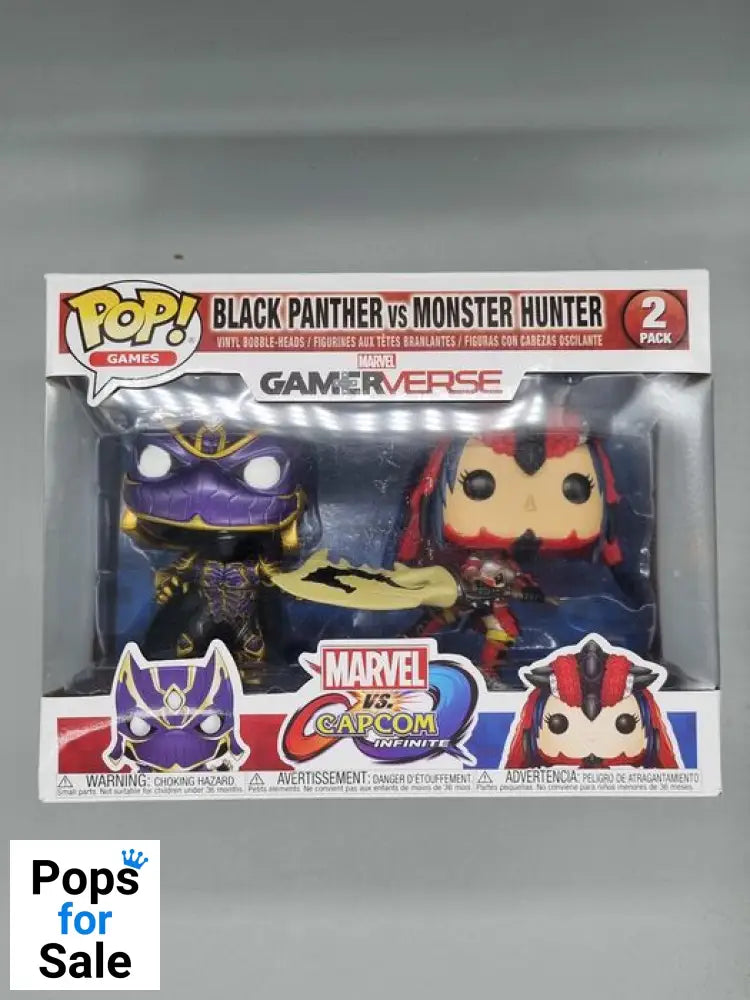 [2 Pack] Black Panther vs Monster Hunter - Marvel vs Capcom Funko POP