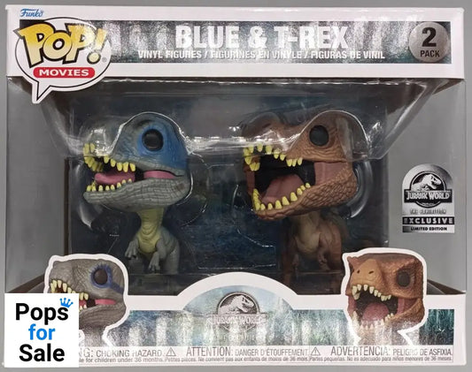[2 Pack] Blue & TRex - Jurassic World Exhibition - Box Damaged Funko POP