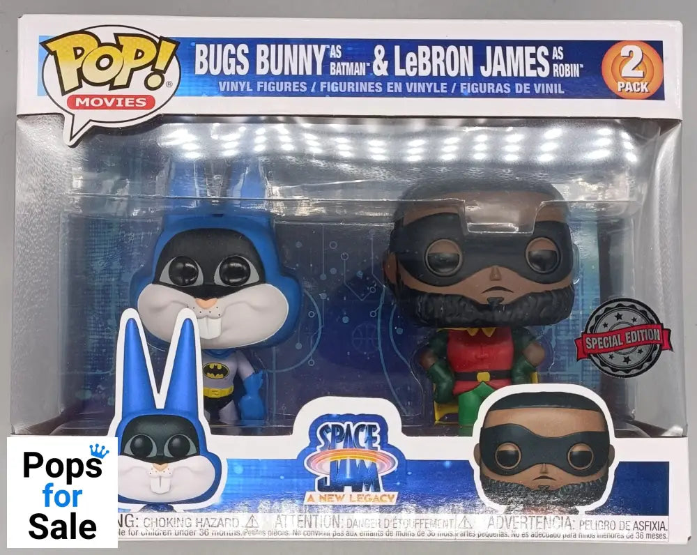 [2 Pack] Bugs Bunny & LeBron James (as Batman & Robin) - Space Jam Funko POP