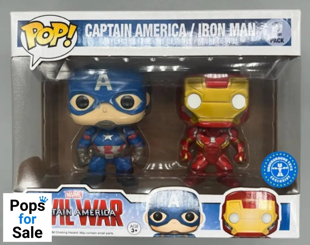 [2 Pack] Captain America/Iron Man (Action Pose) Marvel Civil Funko POP