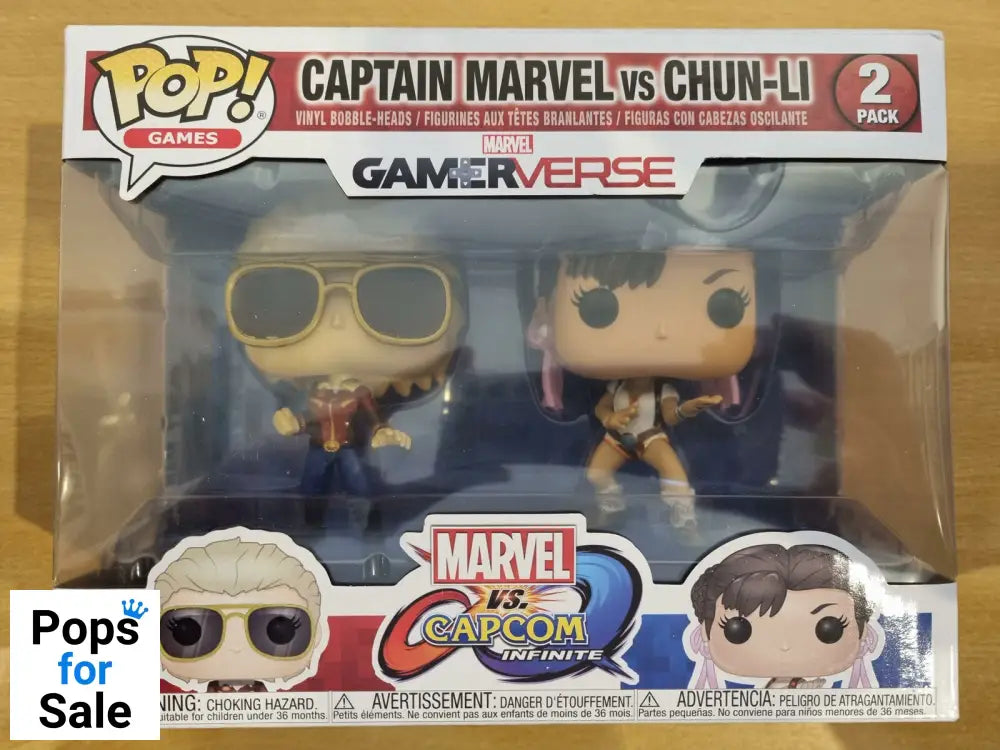 [2 Pack] Captain Marvel vs Chun-Li - Capcom (Blue Pants) Funko POP