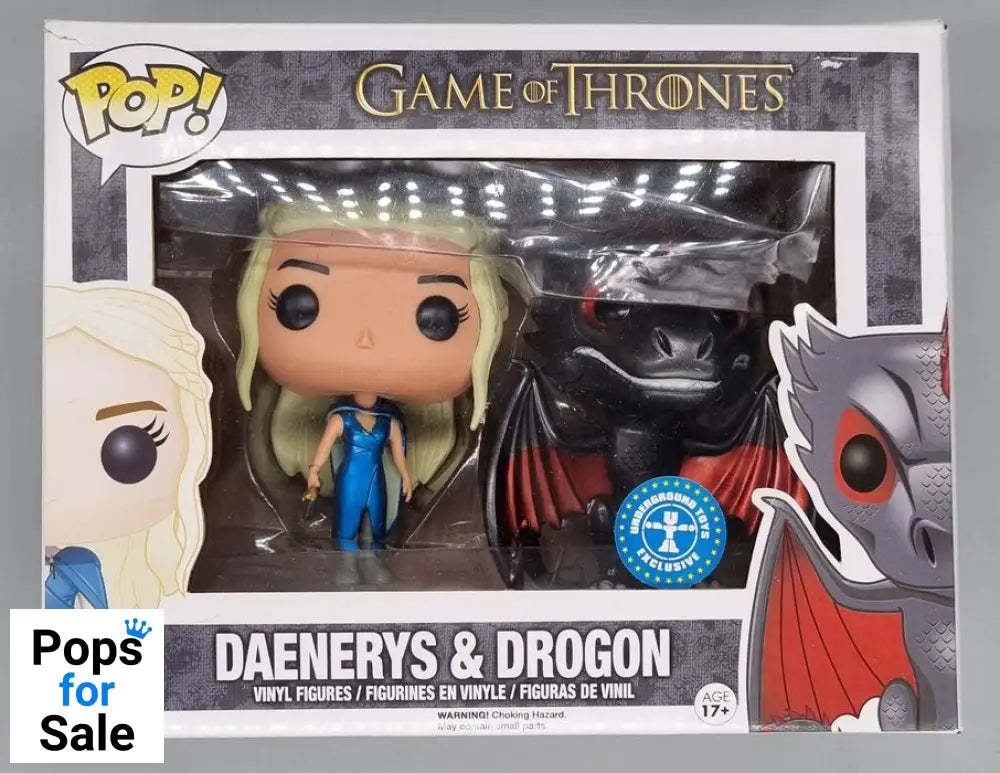 [2 Pack] Daenerys & Drogon - Metallic Game of Thrones Funko POP - Box Damaged