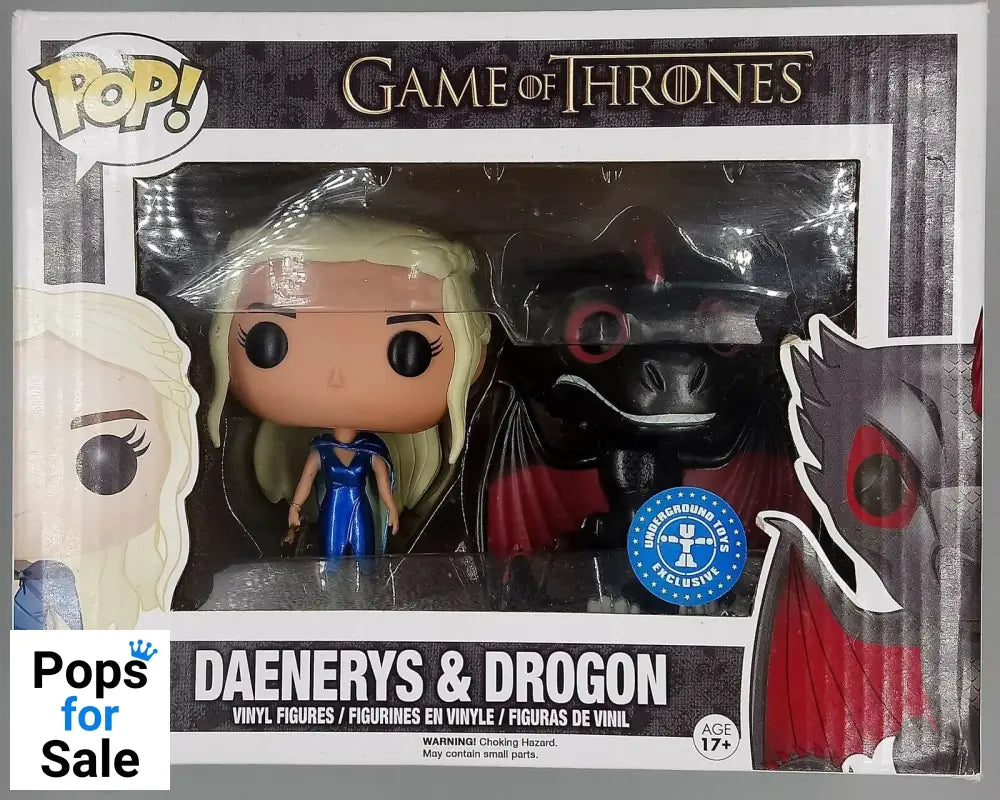 [2 Pack] Daenerys & Drogon - Metallic Game of Thrones Funko POP - Box Damaged
