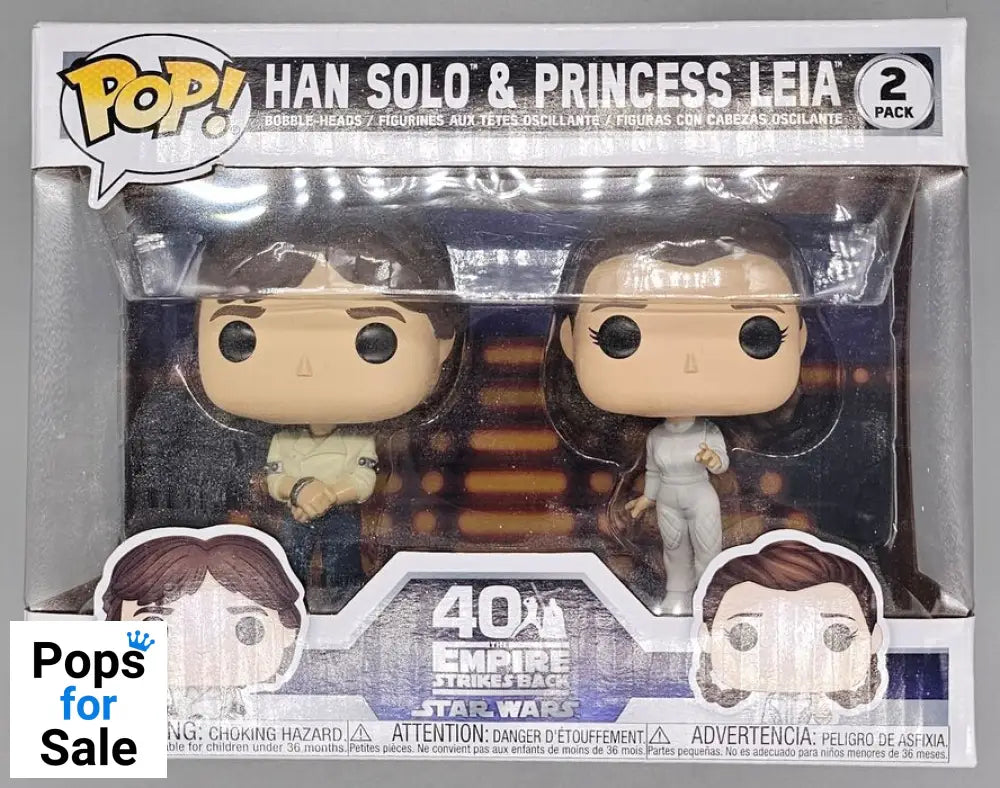 2 Pack Han Solo & Princess Leia - Star Wars 40th Anniversary - Box Damaged Funko POP