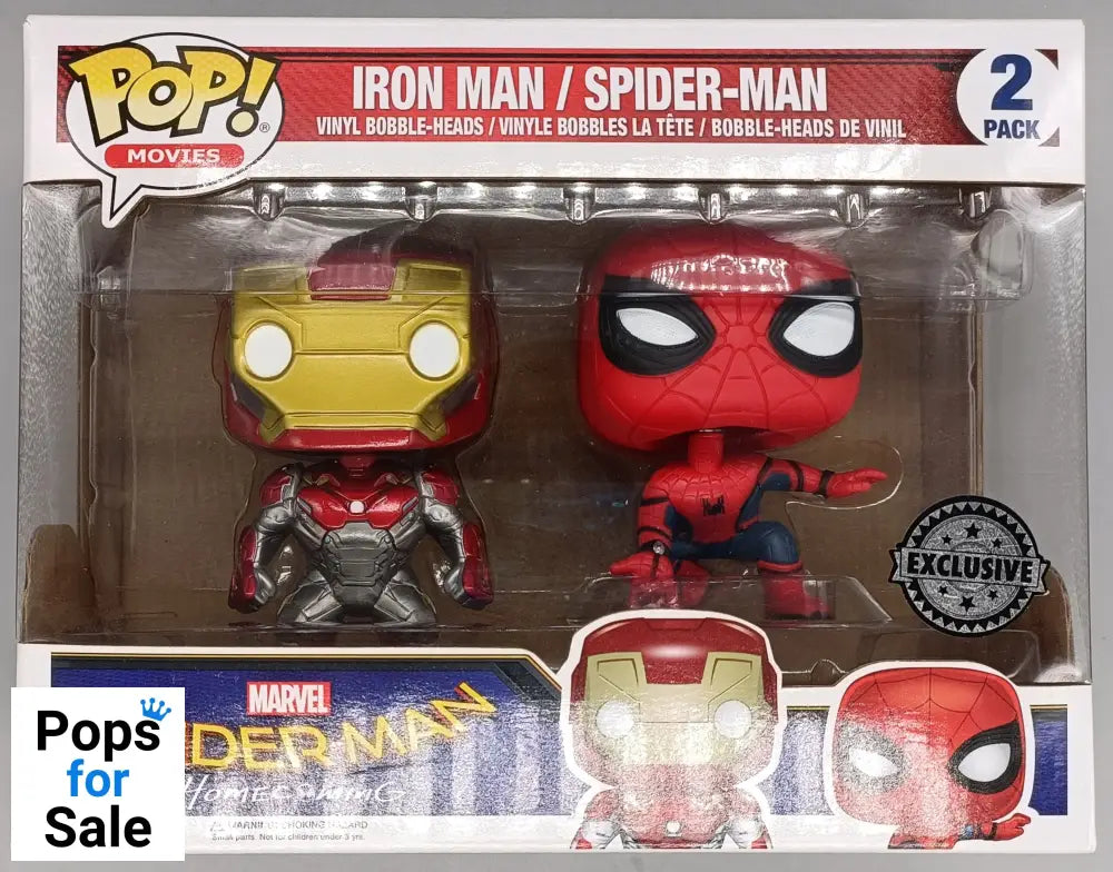 [2 Pack] Iron Man / Spider-Man - Marvel Spider-Man Homecoming Box Damaged Funko POP