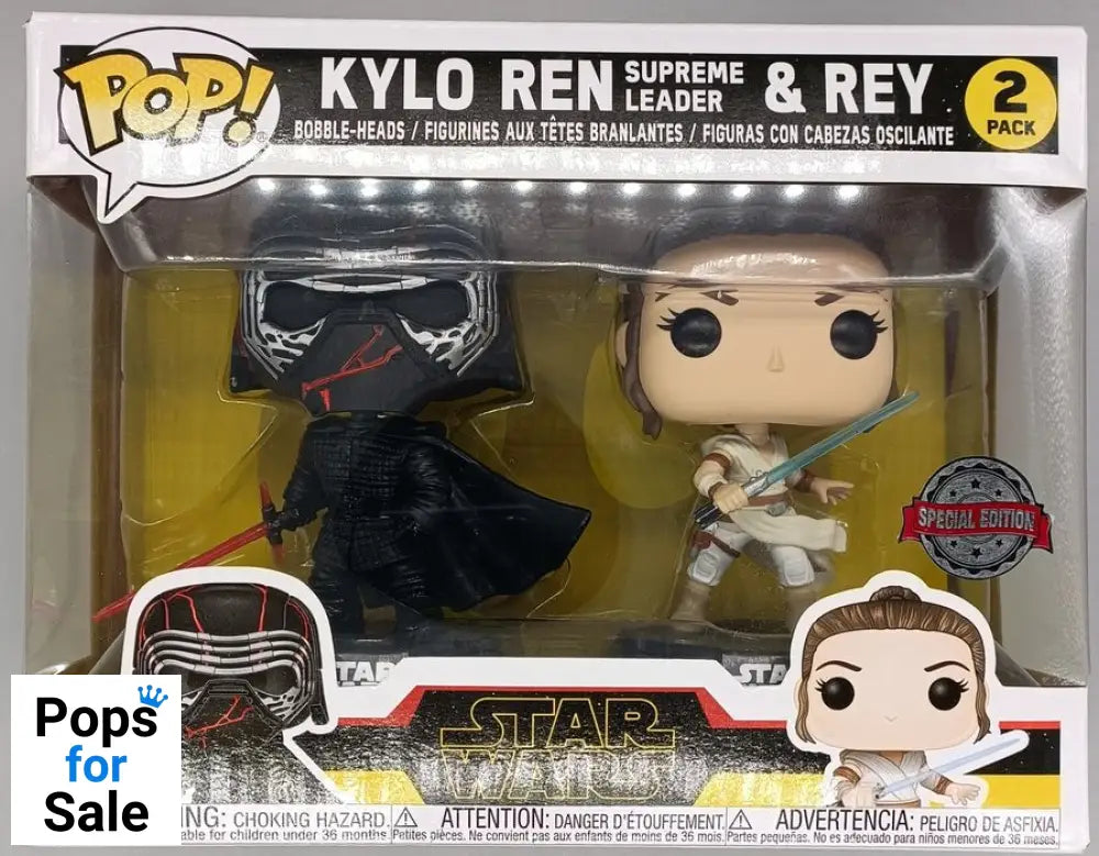 [2 Pack] Rey & Kylo Ren (Supreme Leader) - Star Wars Funko POP