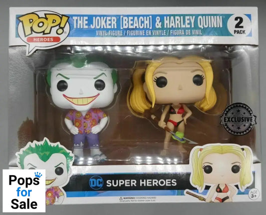 [2 Pack] The Joker & Harley Quinn (Beach) - DC - Exclusive Funko POP