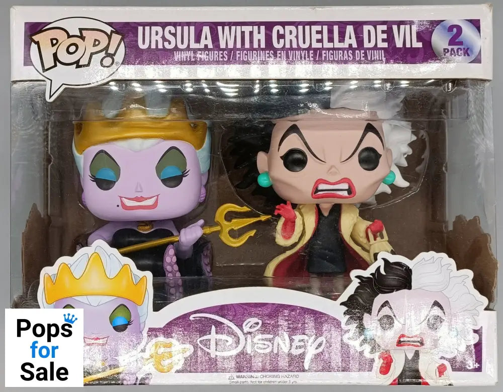 [2 Pack] Ursula with Cruella De Vil - Disney Little Mermaid - 101 Dalmations - Box Damaged Funko POP