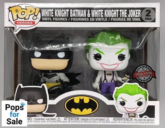 [2 Pack] White Knight Batman & White Knight Joker 300 Box Damaged Funko POP