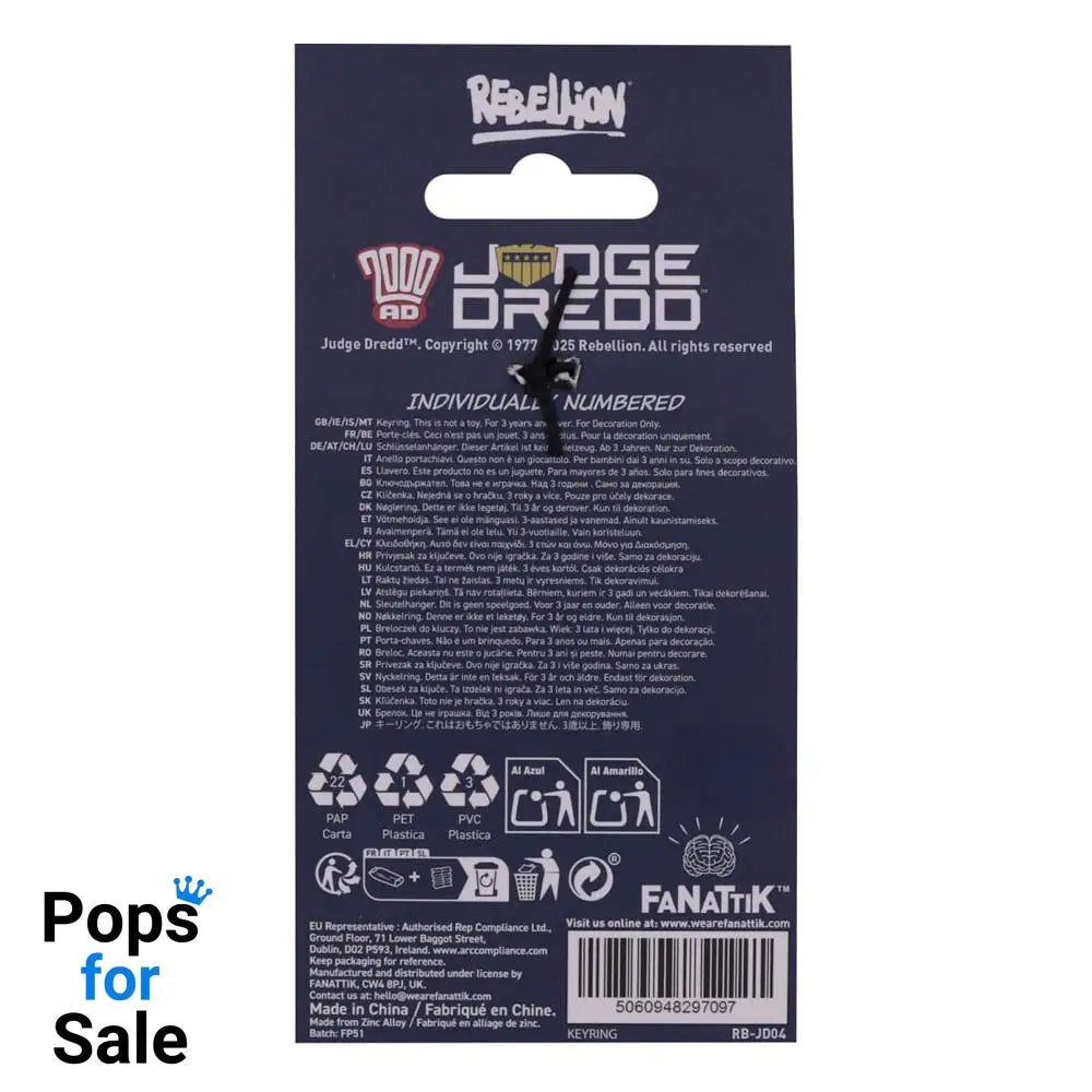 2000 AD Keychain Judge Dredd Badge Limited Edition