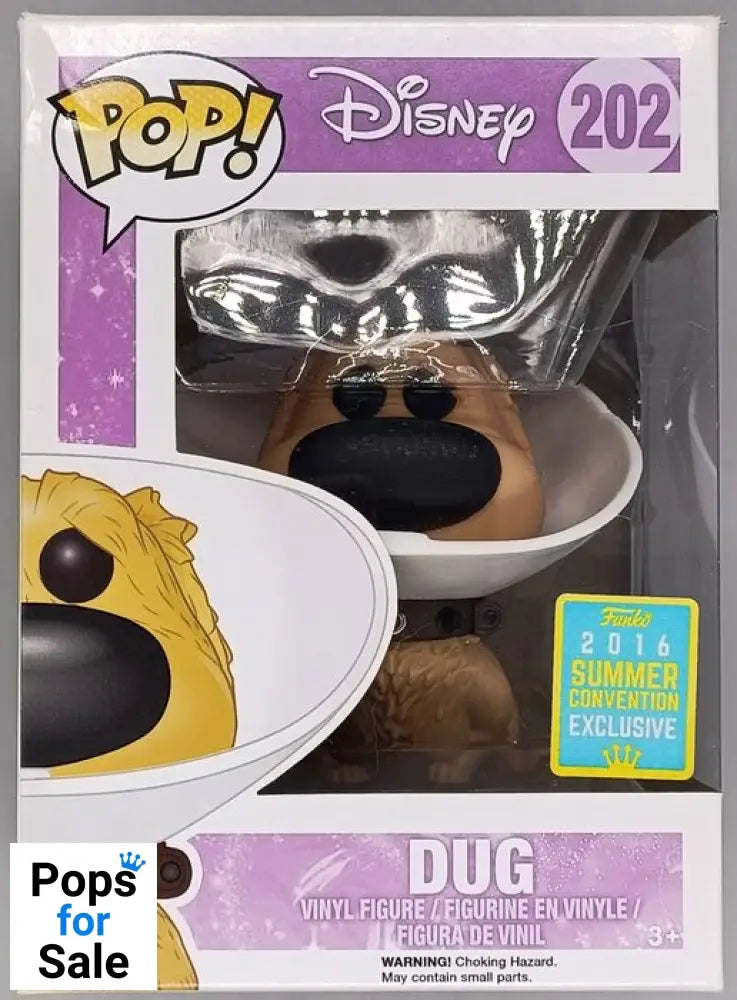 #202 Dug (Cone of Shame) - Disney Up - 2016 Con - Box Damaged Funko POP - PopsforSale.co.uk