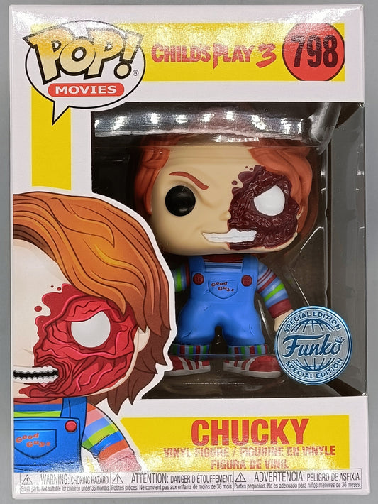 #798 Chucky (Half Face) - Horror - Childs Play 3 - Brand New Funko POP in Protector