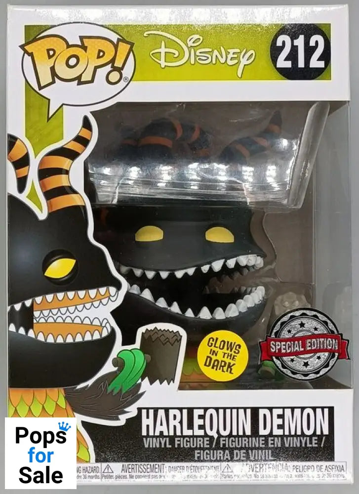 #212 Harlequin Demon - Glow - Disney Nightmare Before Christmas - Box Damaged Funko POP - PopsforSale.co.uk