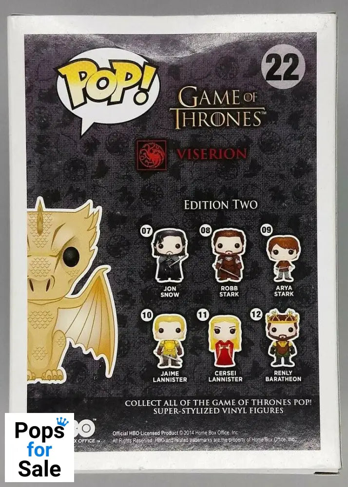 #22 Viserion - Game of Thrones Funko POP - PopsforSale.co.uk