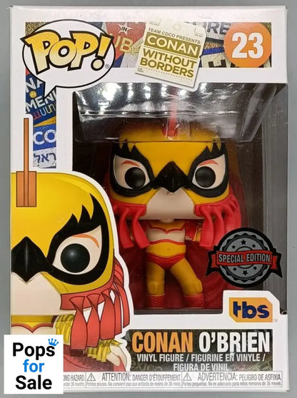 #23 Conan O'Brien (Luchador) - Conan Without Borders Box Damaged Funko POP - PopsforSale.co.uk