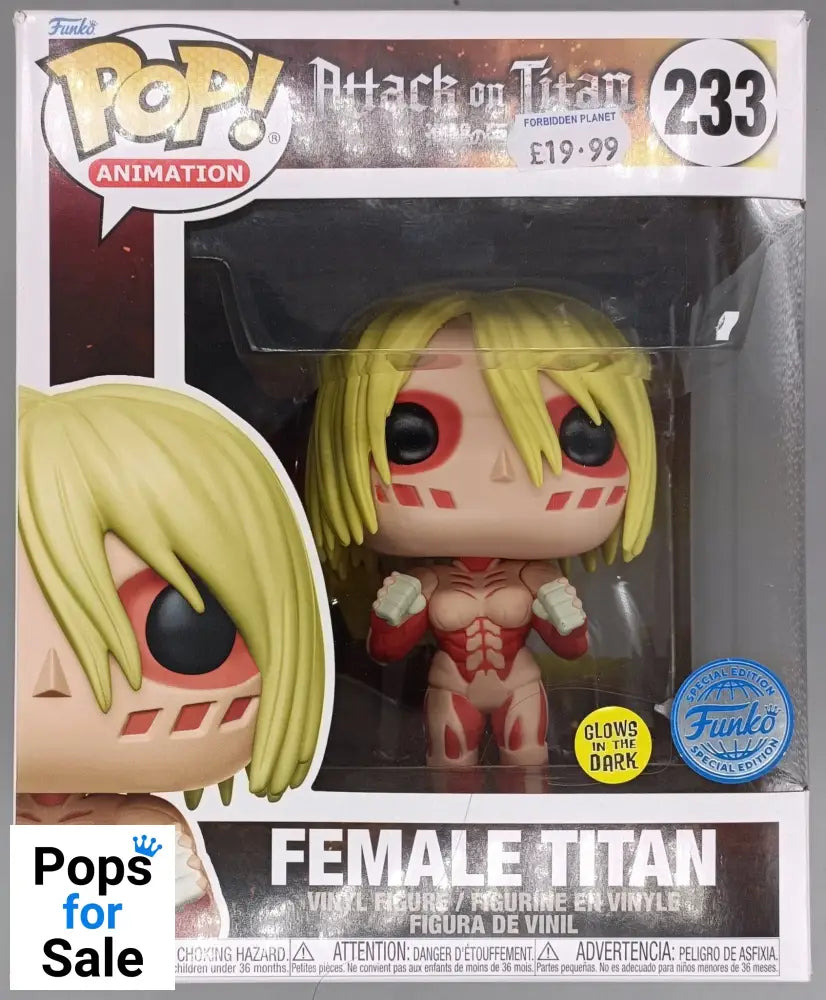 #233 Female Titan 6 Inch Glow Attack on Titan - Box Damaged Funko POP - PopsforSale.co.uk