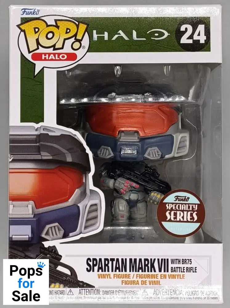 #24 Spartan Mark VII (with BR75 Battle Rifle) - Halo Box Damaged Funko POP - PopsforSale.co.uk