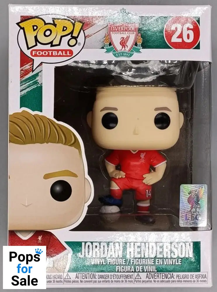 #26 Jordan Henderson - Liverpool FC - Box Damaged Funko POP - PopsforSale.co.uk